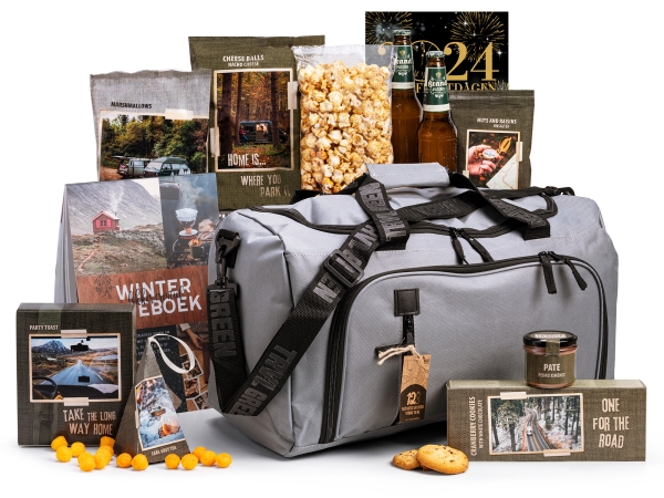 Sportief kerstpakket met bier en stevige tas